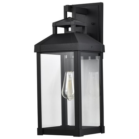 NUVO Corning 1-Lgt Large Wall Lantern - Matte Black / Clear Glass 60/7372